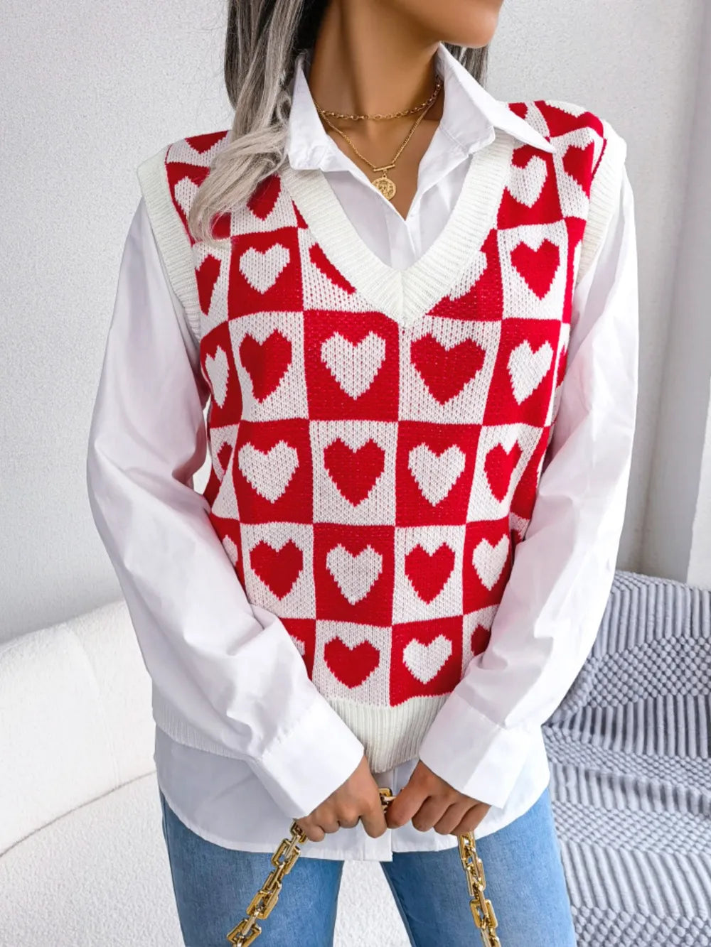 Gilet Basique à Col Rond et Détail Tricoté 💖