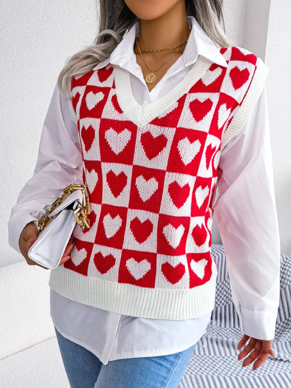 Gilet Basique à Col Rond et Détail Tricoté 💖