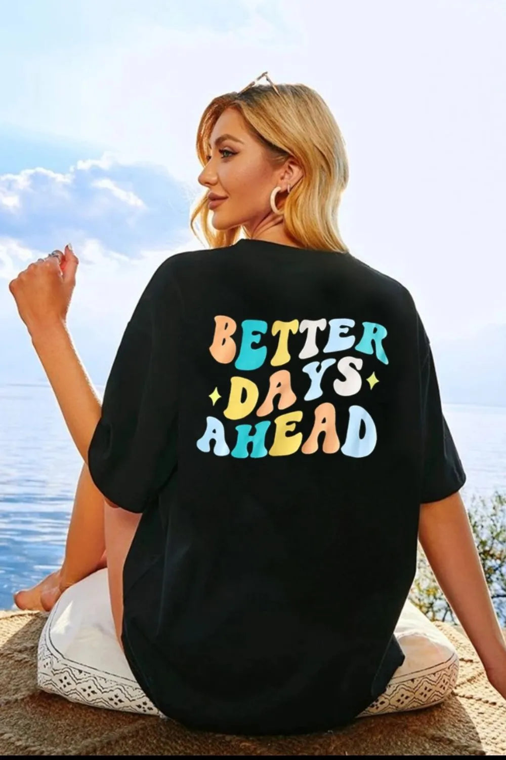 T-shirt à Col Rond "BETTER DAYS AHEAD"