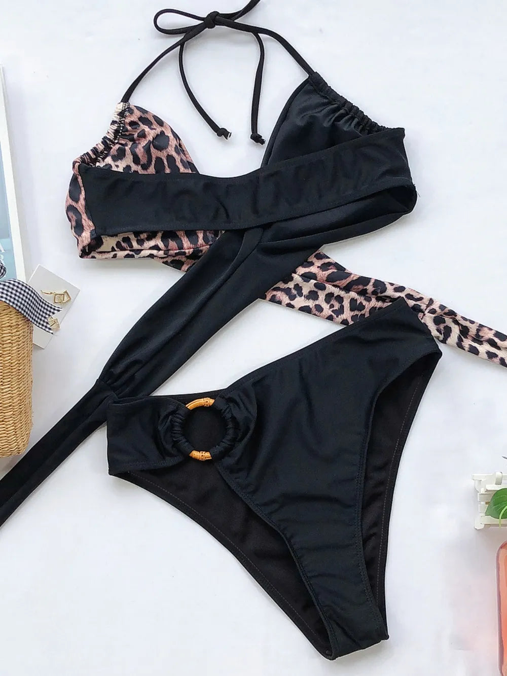 Ensemble Bikini Deux Pièces à Col Halter