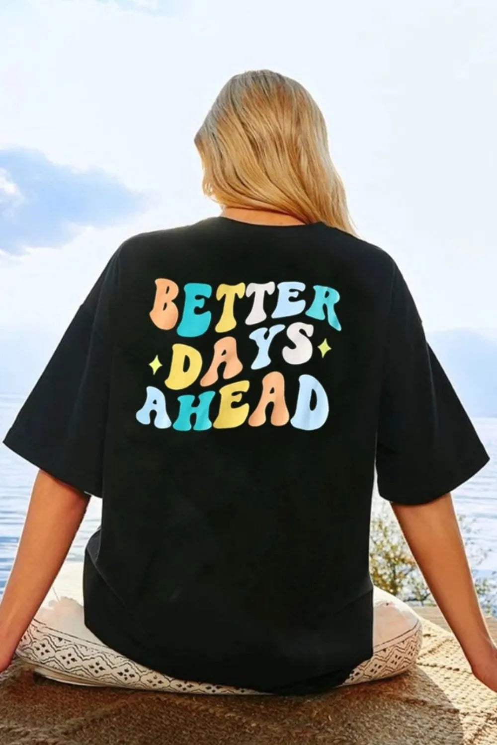 T-shirt à Col Rond "BETTER DAYS AHEAD"