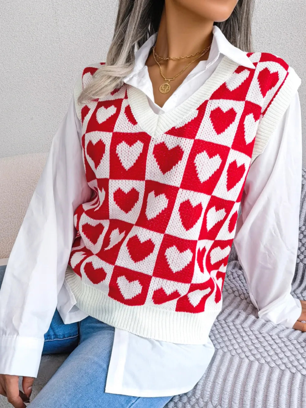 Gilet Basique à Col Rond et Détail Tricoté 💖