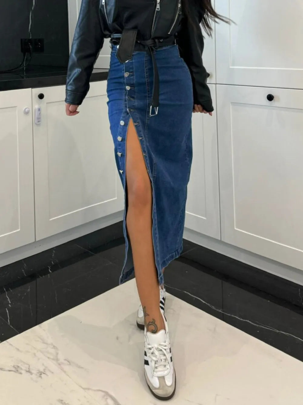 Jupe midi en jean