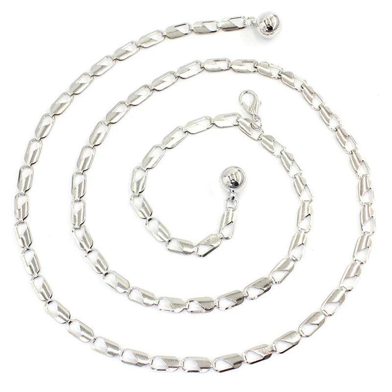 Chaîne de taille large en perles imitée