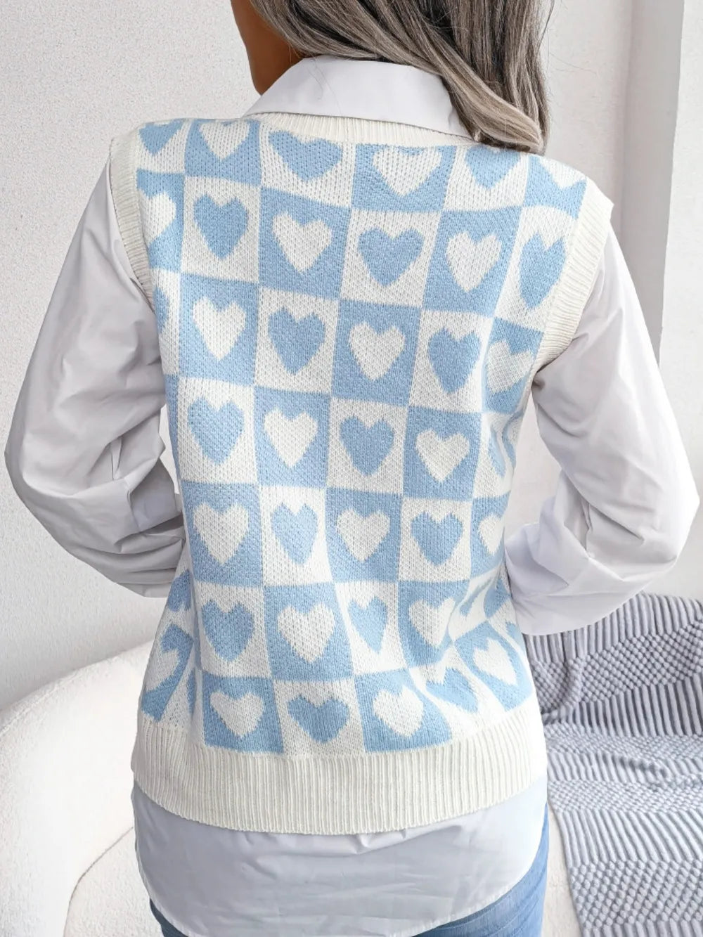 Gilet Basique à Col Rond et Détail Tricoté 💖