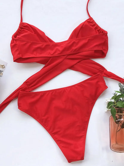 Ensemble Bikini Deux Pièces à Col Halter