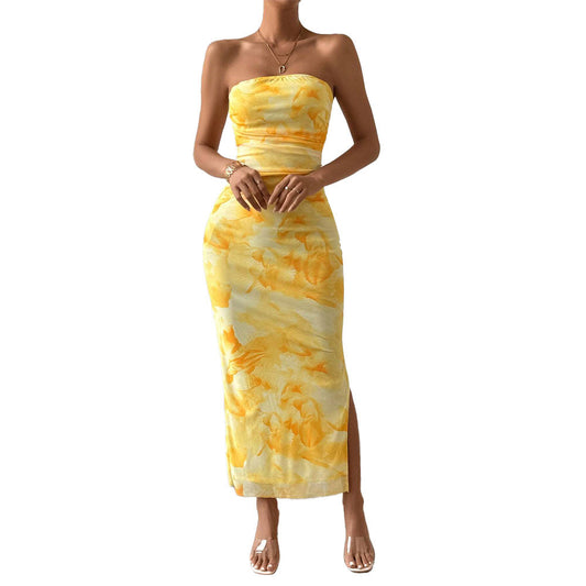 Robe Bandeau Fendue 💃 Chic & Moulante