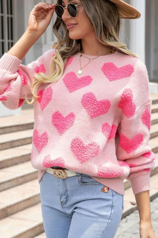 Pull Basique à Col Rond avec Détail Cœur 💖