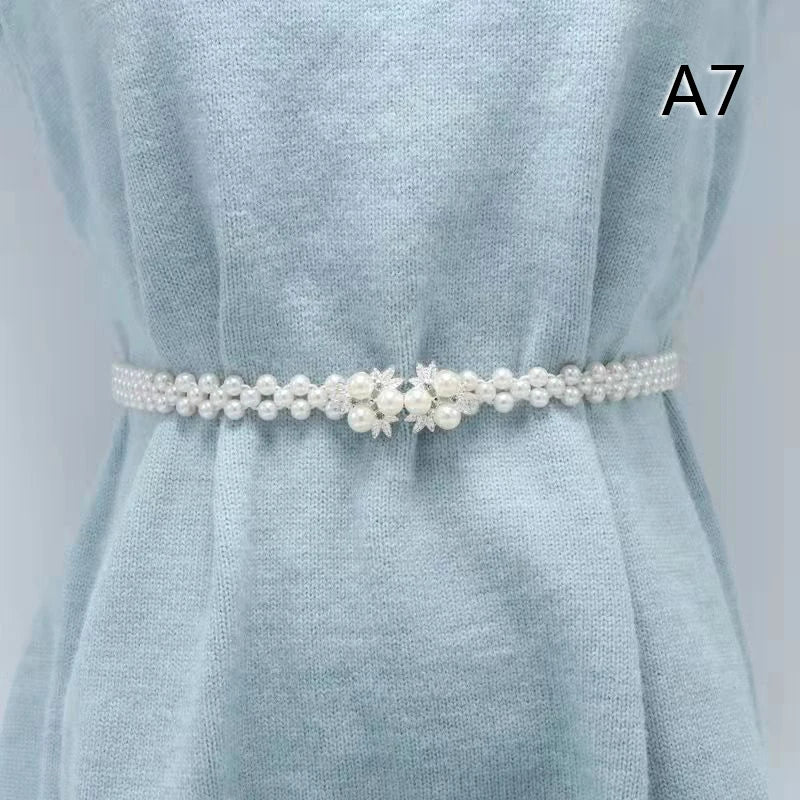 Chaîne de taille large en perles imitée
