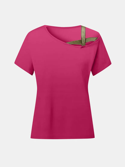 T-Shirt à manches courtes et col asymétrique