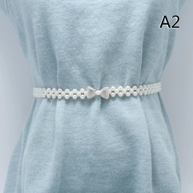 Chaîne de taille large en perles imitée