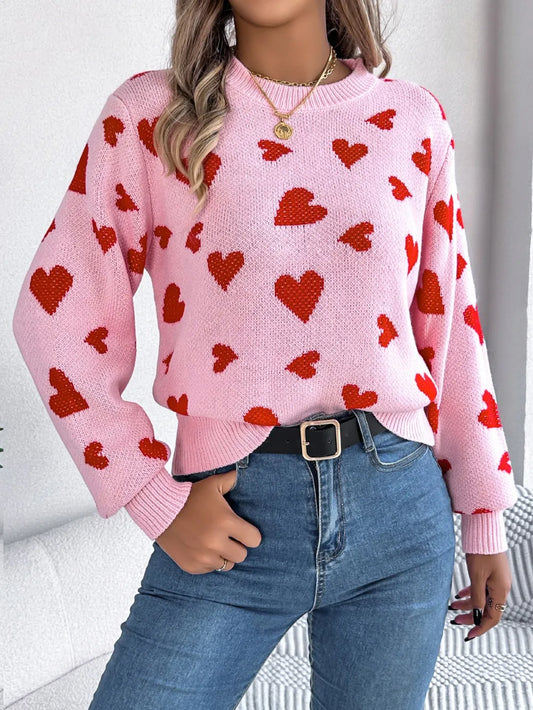 Pull Basique Chic à Col Rond avce details coeur 💫