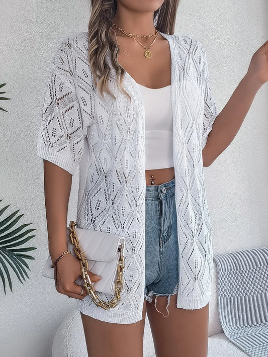 Cardigan Ouvert à Motifs Ajourés 🧶 Élégant & Léger