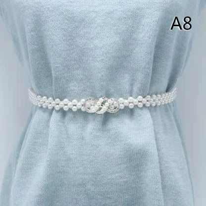 Chaîne de taille large en perles imitée