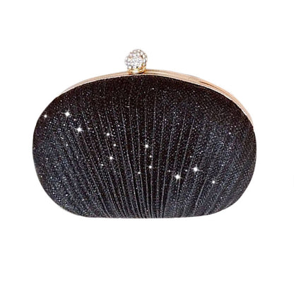 Sac de soirée en cuir, simple, couleur unie, pochette scintillante et plissé