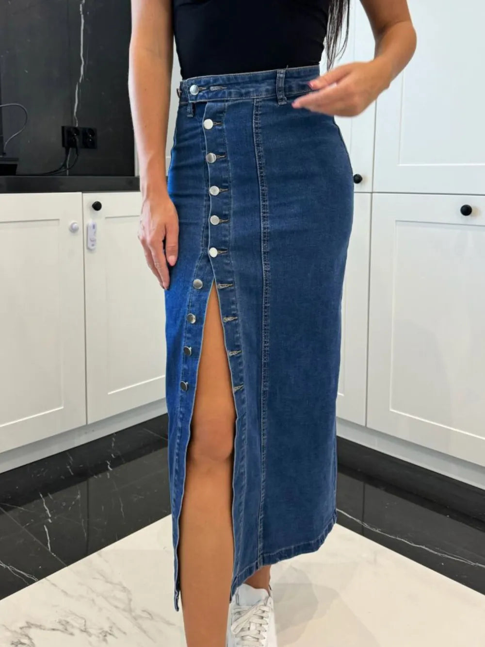 Jupe midi en jean