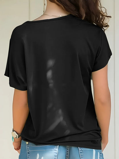 T-Shirt à manches courtes et col asymétrique
