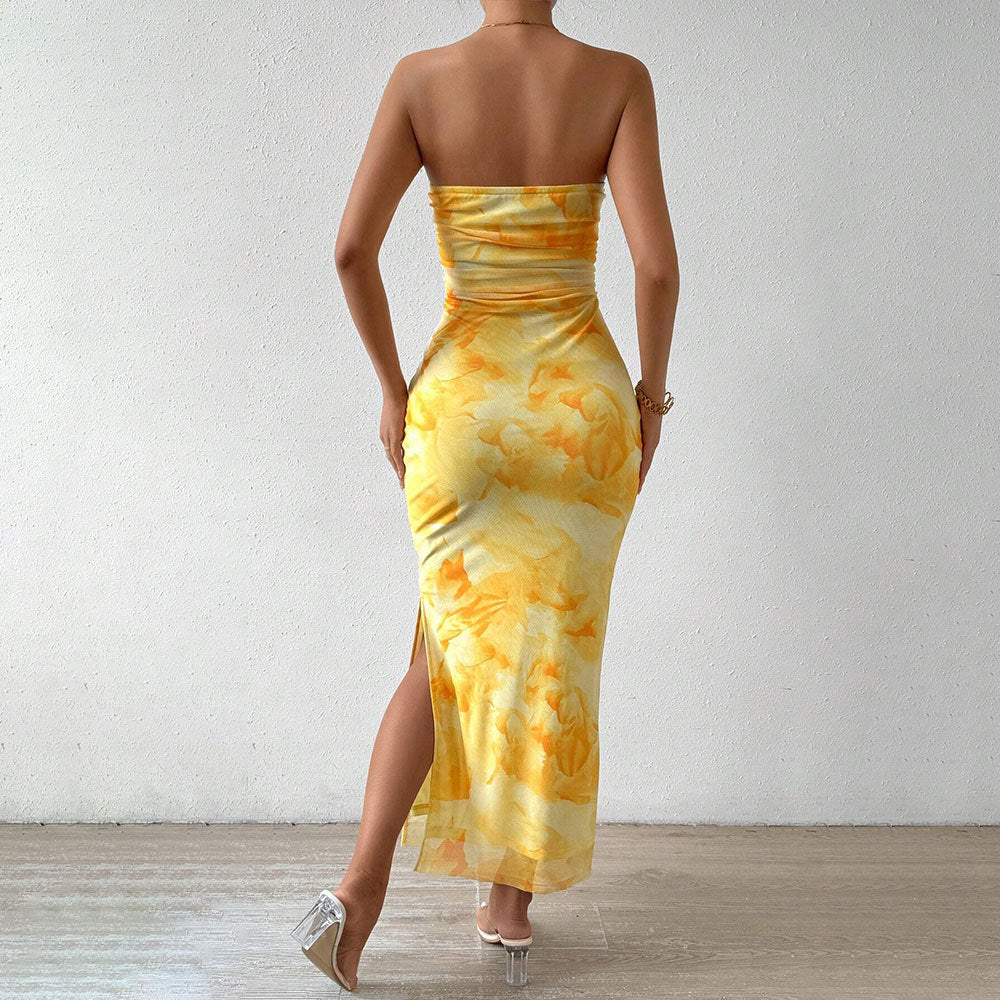 Robe Bandeau Fendue 💃 Chic & Moulante