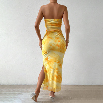 Robe Bandeau Fendue 💃 Chic & Moulante
