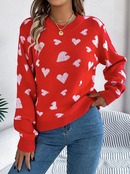 Pull Basique Chic à Col Rond avce details coeur 💫