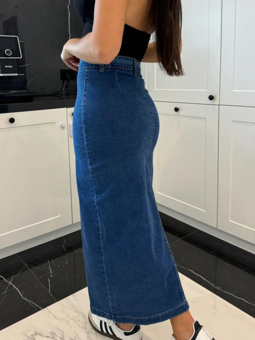 Jupe midi en jean