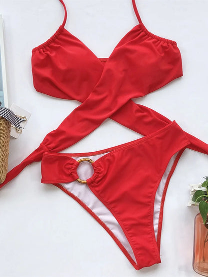 Ensemble Bikini Deux Pièces à Col Halter