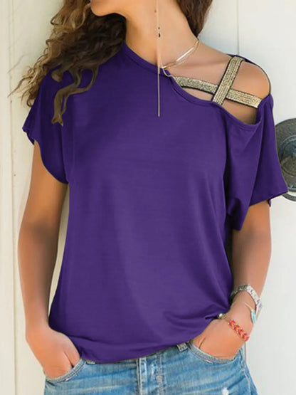 T-Shirt à manches courtes et col asymétrique