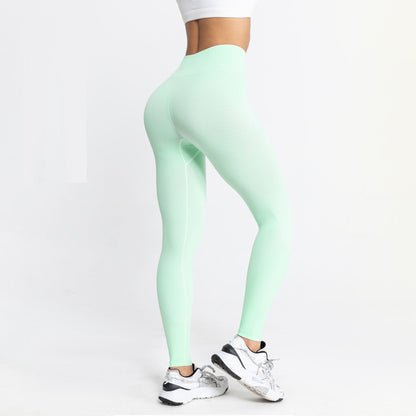 Seamless knitted nylon yoga pants, sexy, slim fit, butt shaping, sweat-absorbent, solid color