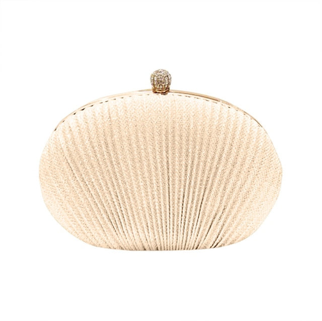 Sac de soirée en cuir, simple, couleur unie, pochette scintillante et plissé