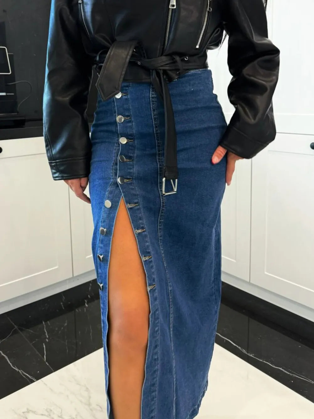 Jupe midi en jean