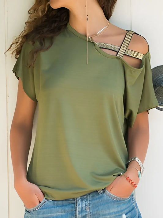 T-Shirt à manches courtes et col asymétrique