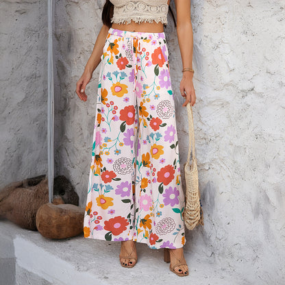 Pantalon Décontracté Bohème en Coton Imprimé