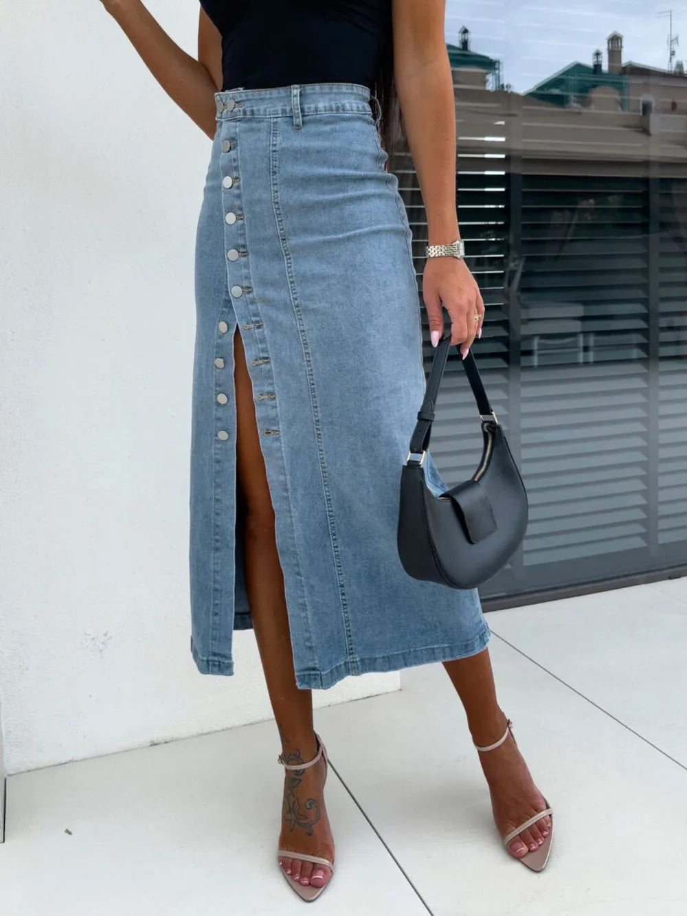 Jupe midi en jean