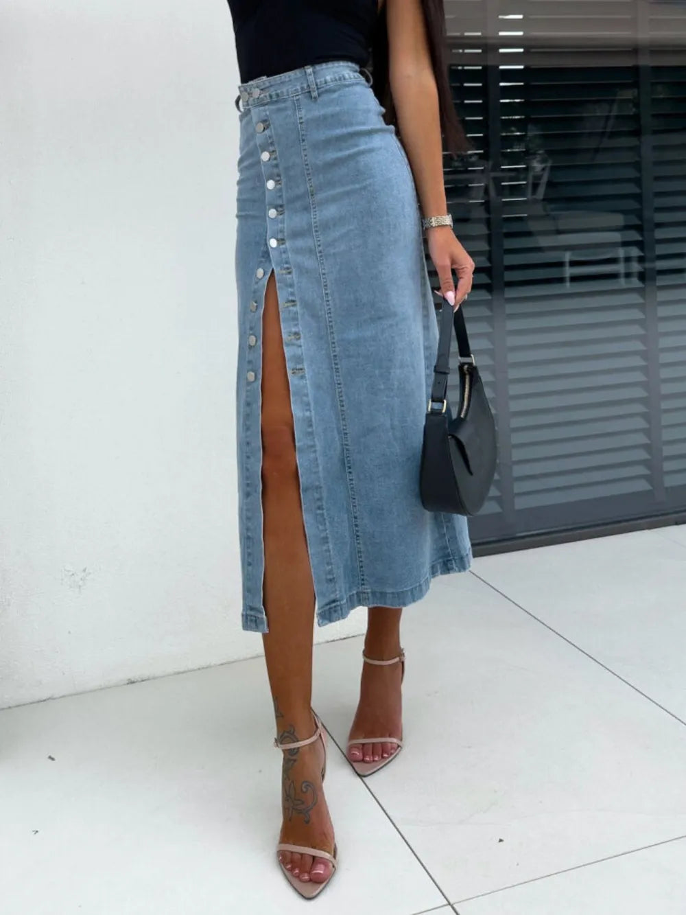 Jupe midi en jean