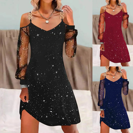 Robe de Soirée à Paillettes – Glamour & Transparence