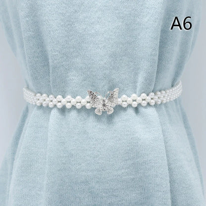 Chaîne de taille large en perles imitée
