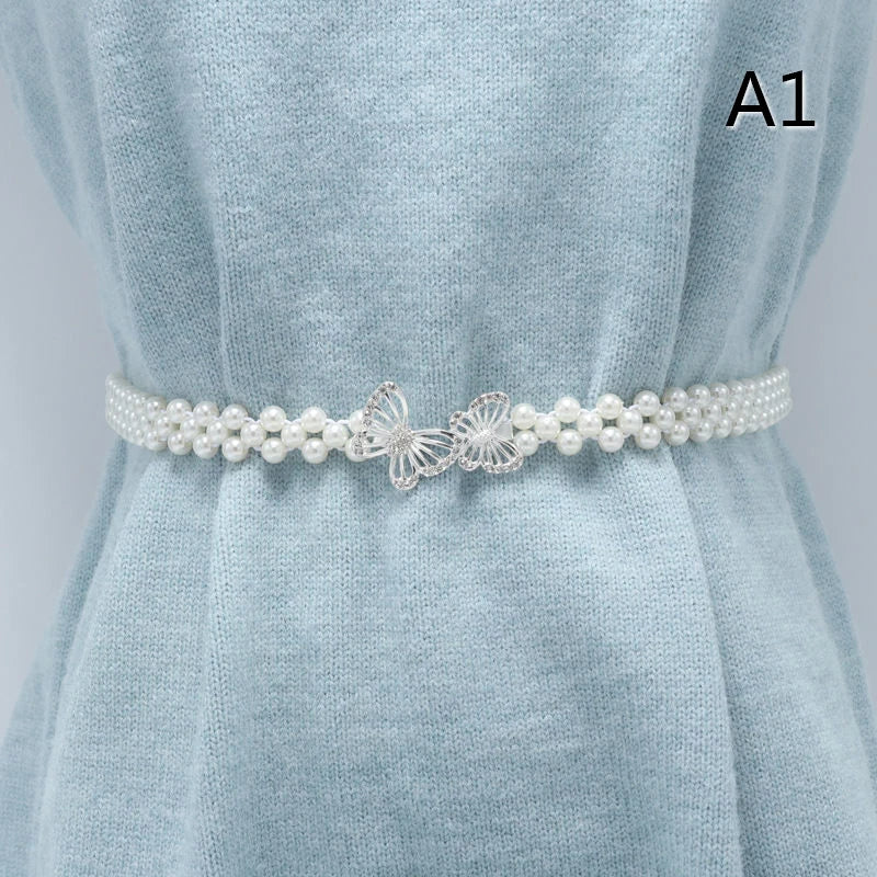 Chaîne de taille large en perles imitée