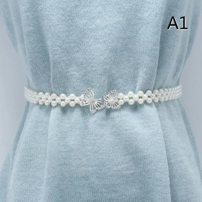 Chaîne de taille large en perles imitée