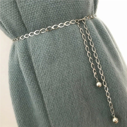 Chaîne de taille large en perles imitée
